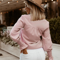 Solid Color V-Neck Women'S Long-Sleeved Shirt - Thumbnail 7