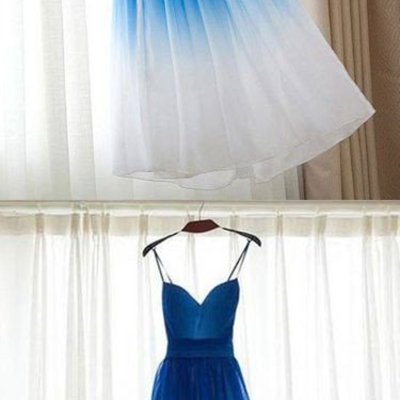 Prom dresses royal blue ombre spaghetti straps prom dress/evening dress,481 - Thumbnail 4