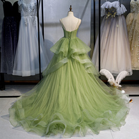 Green tulle long ball gown dress formal dress,487 - Thumbnail 2