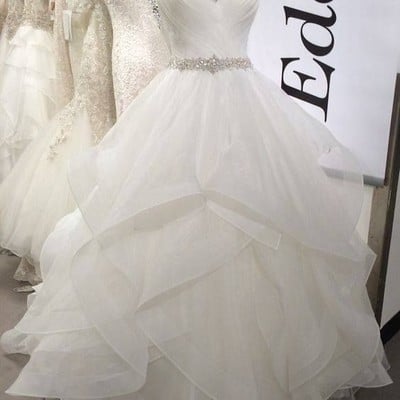 Ball gown wedding dress,tiered skirt wedding gown,488 - Thumbnail 2