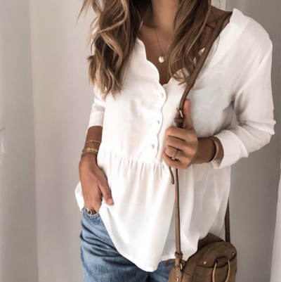 Women'S Solid Color V-Neck Shirt Top