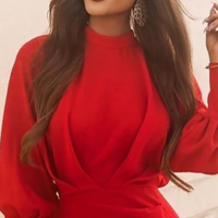 Skinny Round Neck Long Sleeve Dress - Thumbnail 2