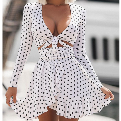 Long-sleeved sexy tight-fitting printed dress suit - Thumbnail 3