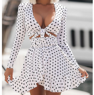 Long-Sleeved Sexy Tight-Fitting Printed Dress Suit