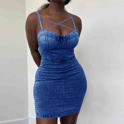 Sexy sling slim casual sleeveless hip dress