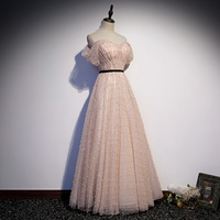 Lovely A line tulle pearl long prom dress evening dress - Thumbnail 6