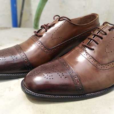 New handmade two tone cap toe leather brogue lace up shoes