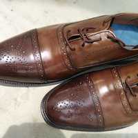 New Handmade Two Tone Cap toe Leather Brogue Lace Up Shoes - Thumbnail 1
