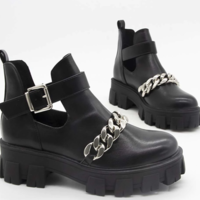 Free Shipping-CYBER CHAIN ANKLE BOOTS - Thumbnail 1