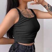 Solid Color Skinny Vest T-Shirt Top - Thumbnail 2