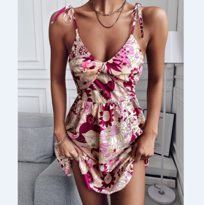 Sling Sexy Sleepless Floral Backless Dress