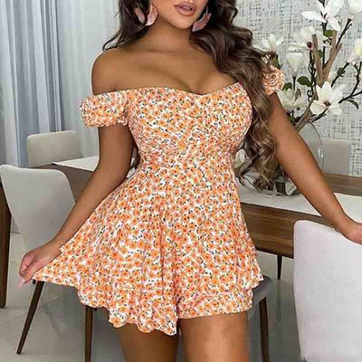 Fashion white floral print one-shoulder dress