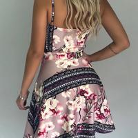 Sexy V-neck Floral Sling High Waist Dress - Thumbnail 1