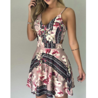 Sexy V-neck Floral Sling High Waist Dress - Thumbnail 2
