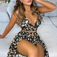 Women Split Sling Dress Two-Piece Suit - Thumbnail 1