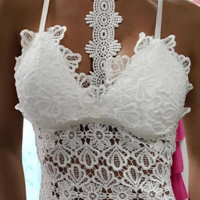 White Sexy Lace High-Necked Sling Tops - Thumbnail 1