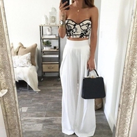 White Fashion High Waist Long Pants - Thumbnail 1