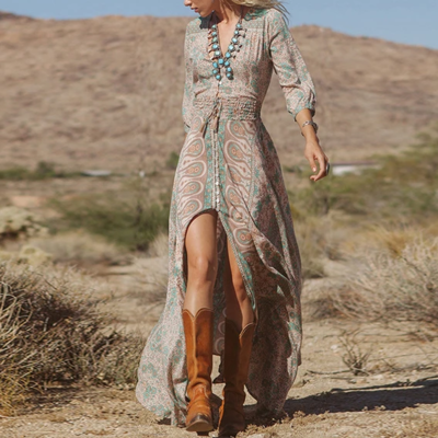 Sexy v-neck print dress