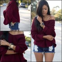 Round Neck Long-Sleeved Knit Sweater - Thumbnail 2