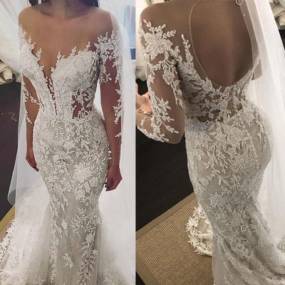 Mermaid wedding dresses bridal gown with appliques - Thumbnail 2