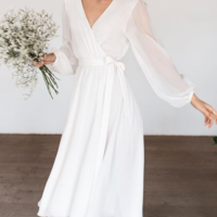 Boho A Line Beach Wedding Dresses V Neck Chiffon Bridal Gowns，993 - Thumbnail 1