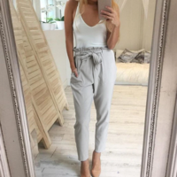 Slim High Waist Long Pants - Thumbnail 1