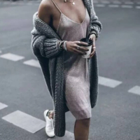 Casual Long Sleeve Knitted Cardigan Jacket - Thumbnail 1