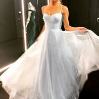 Sparkly tulle sequins long prom dress, spaghetti straps sweetheart prom dresses，493 - Thumbnail 1