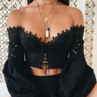 Lace Butterfly Hollow Out Lights T-Shirts - Thumbnail 2