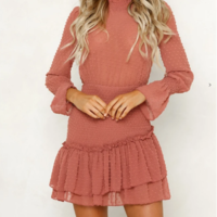 Fashion Sexy Backless Long Sleeve Chiffon Dress - Thumbnail 1