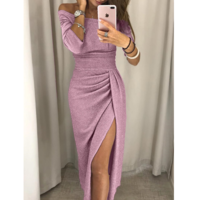 Long Sleeve High Waist Bag Hip Dress - Thumbnail 2