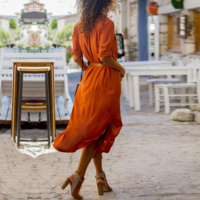 Button Fashion Long Sleeve Princess Dress - Thumbnail 1