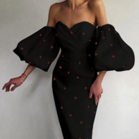 Slim Open Back High Waist Printed Dress - Thumbnail 1