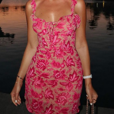 Temperament floral printing sling dress - Thumbnail 2