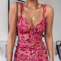 Temperament Floral Printing Sling Dress - Thumbnail 2