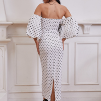 Women'S Sexy Polka Dot Print High Waist Dress - Thumbnail 3