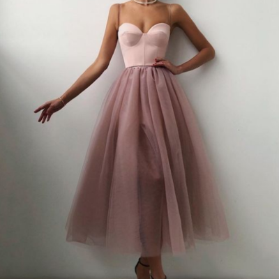 Retro solid color mesh sling dress - Thumbnail 3