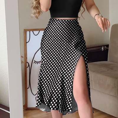 Solid color women chiffon skirt
