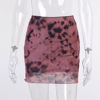Cute Sexy 90s Retro Vintage Tie Dye Mesh Ruffle Trim A-line Mini High Waisted Skirt Aesthetic Goth E-Girl Kawaii Korean Japanese Harajuku Streetwear - Thumbnail 3