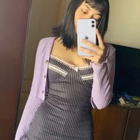 Cute Sexy 90s Black Pink Lace Trim Striped V Neck Mini Dress Dark Academia Aesthetic Goth E-Girl Kawaii Korean Japanese Harajuku Streetwear - Thumbnail 8
