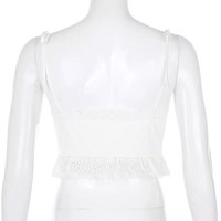 Sexy Lace Frill Bow Tie Up V Neck Crop Top Sleeveless Camisole Spaghetti Strap Club Aesthetic Goth E-Girl Kawaii Korean Japanese Harajuku Streetwear - Thumbnail 8