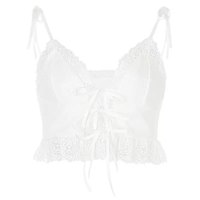 Sexy Lace Frill Bow Tie Up V Neck Crop Top Sleeveless Camisole Spaghetti Strap Club Aesthetic Goth E-Girl Kawaii Korean Japanese Harajuku Streetwear - Thumbnail 6