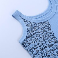 Cute Sexy People Face Print Ribbed Tank Crop Top Vest Sleeveless Shirt Summer Casual Aesthetic Goth E-Girl Kawaii Korean Japanese Harajuku Streetwear - Thumbnail 8