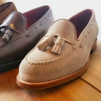 Luxury New Handmade Beige Tassels Loafer Shoes, Suede Shoes For Men - Thumbnail 1