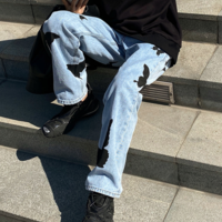 Free Shipping-BLACK BUTTERFLIES JEANS - Thumbnail 2