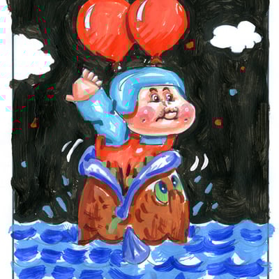  bill loon fight/ fish food jude color rough - nintendopes series 2 2021 - Thumbnail 5