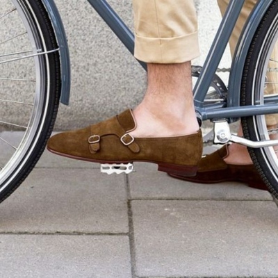 Decent hand stitch coco brown luxurious shoes, double monk strap suede wedding shoes