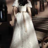 Sweet A line sequins long prom dress white evening dress - Thumbnail 3