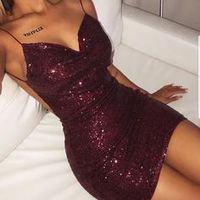 Sexy Backless Sequin Cocktail Dresses,V Neck Sheath Prom Party Dress Evening Wear,502 - Thumbnail 2