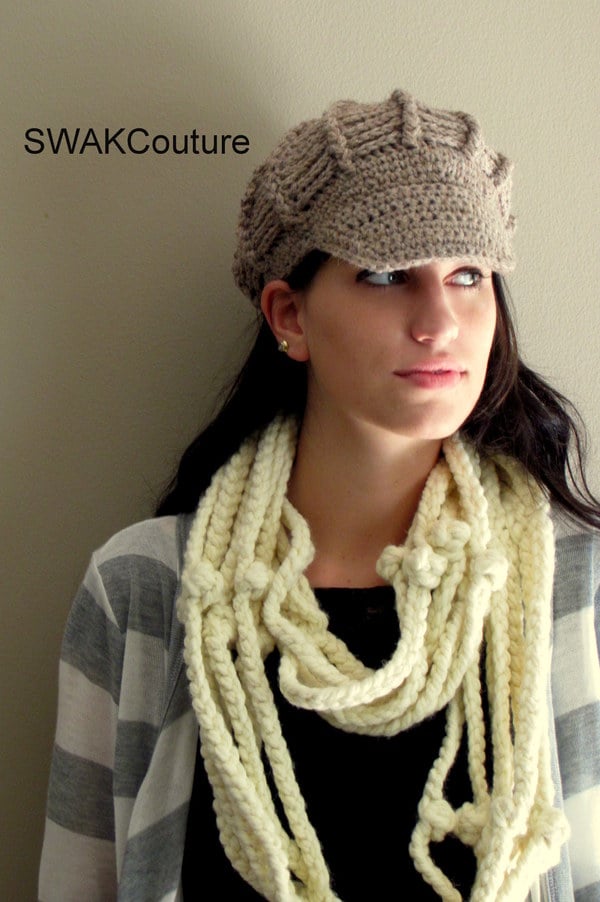 Wool Newsboy Hat - Taupe or CHOOSE Your Color 